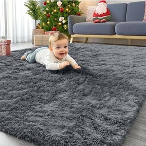OLANLY New Area Rug Machine Washable 4x5.9 Feet Soft Fluffy Carpet